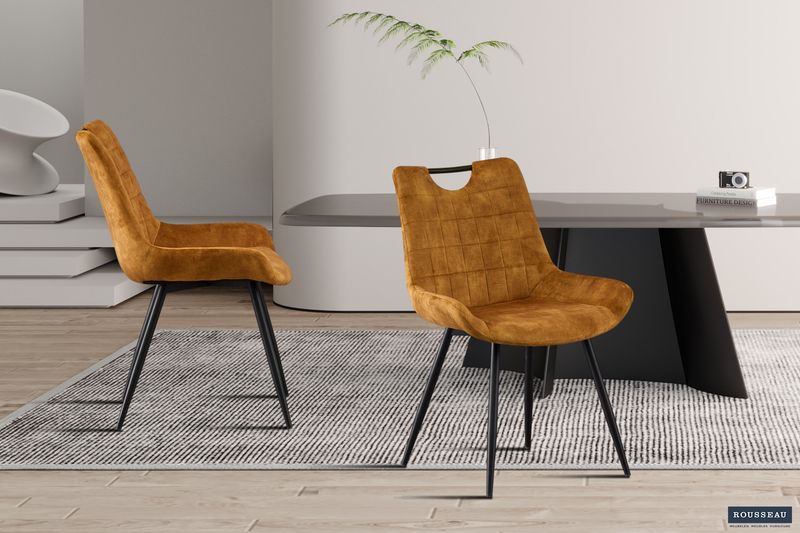 Stoel Nina Fluweel Goud - Set van 2