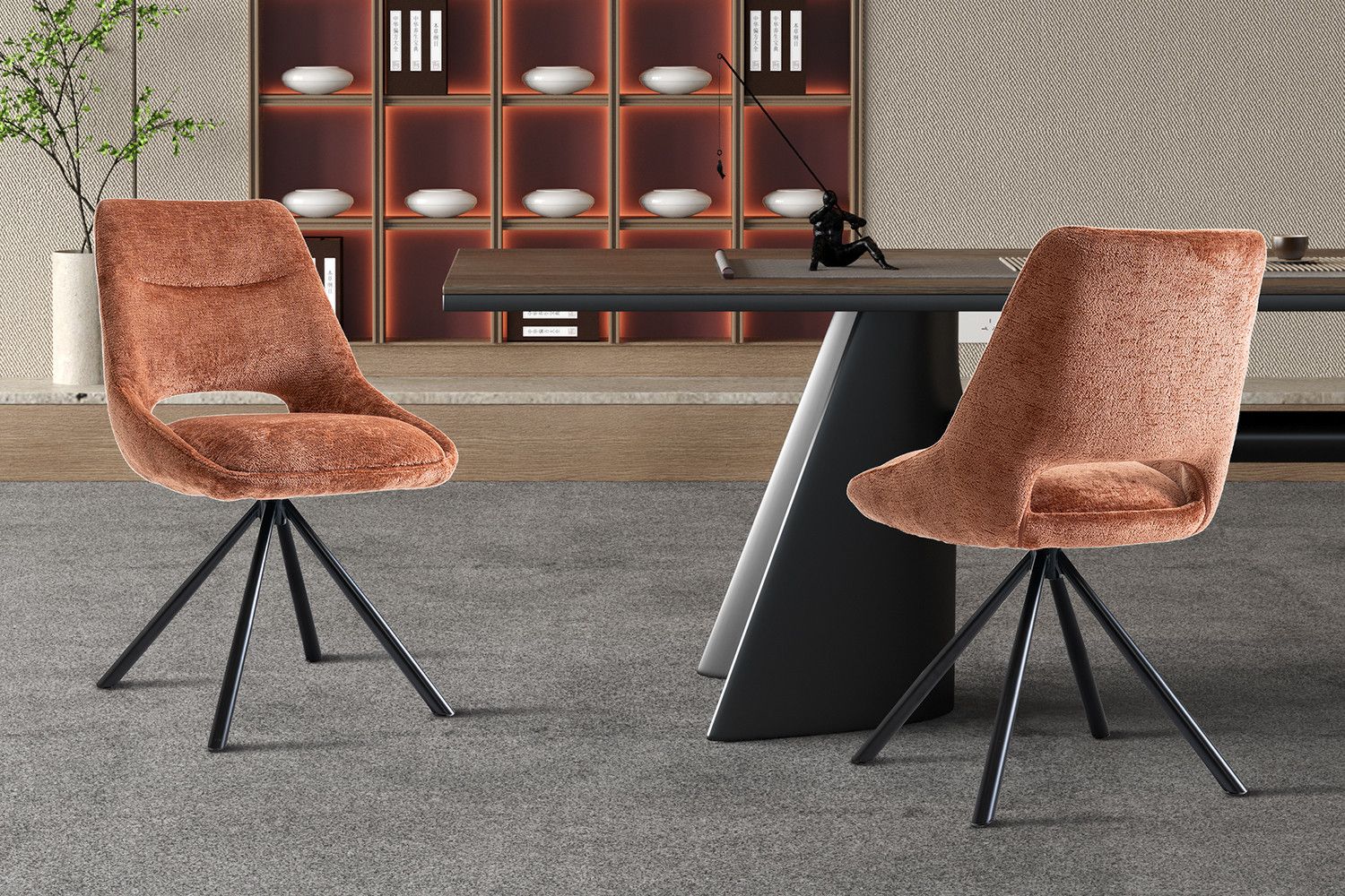 Stoel Dante Stof Roest - Set van 2