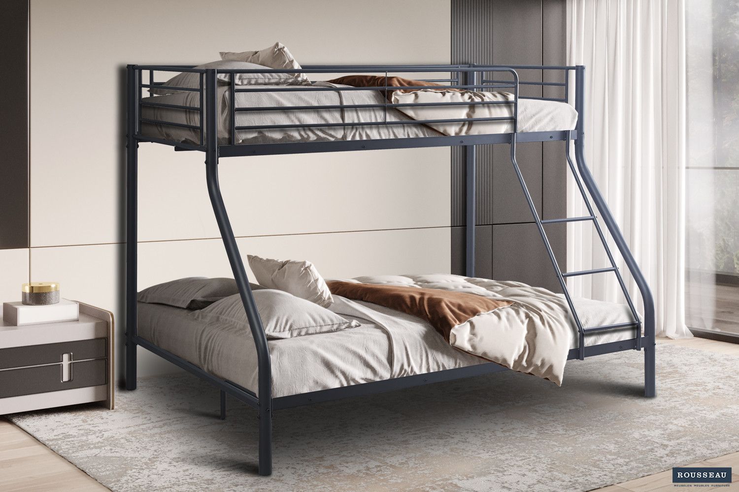 Stapelbed Trio Metaal 140/90 x 200 Donkergrijs