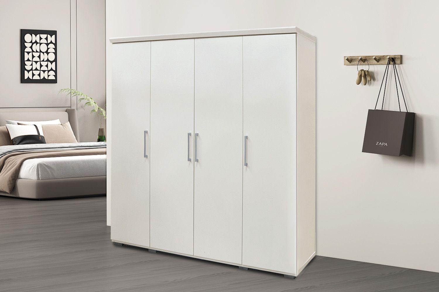 Kledingkast Mike 4 Deuren Wit