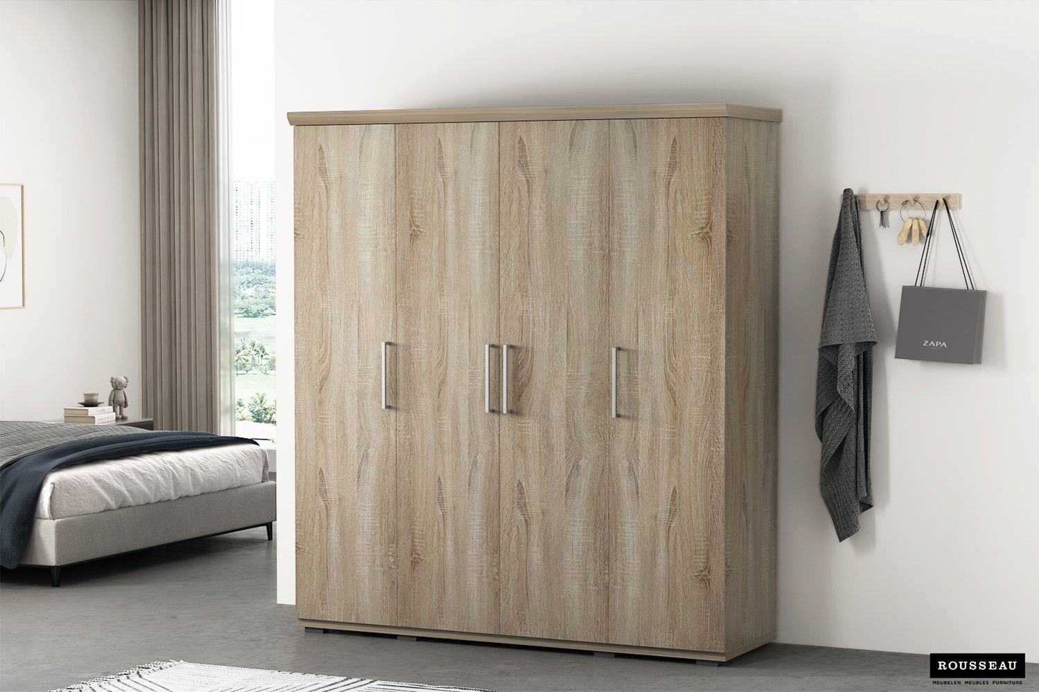 Kledingkast Mike 4 Deuren Sonoma