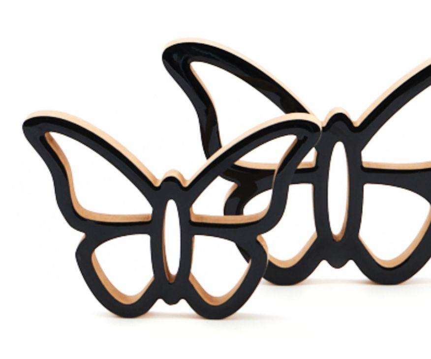 Deco Vlinder Set van 2 - Zwart Naturel