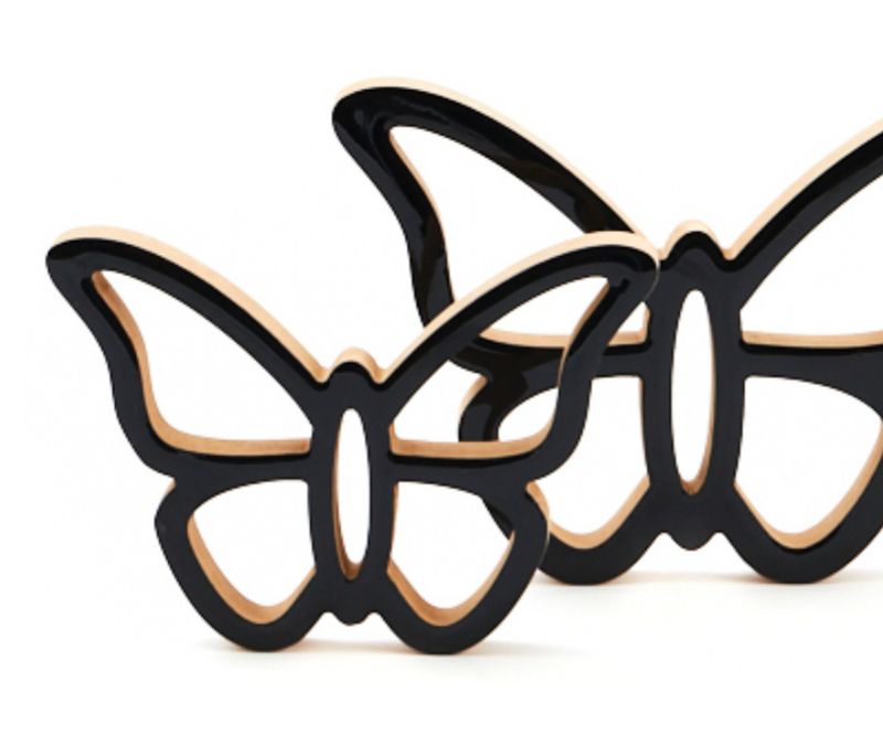 Deco Vlinder Set van 2 - Zwart Naturel