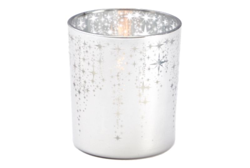 Theelichthouder Sterrenregen Mat Zilver H8