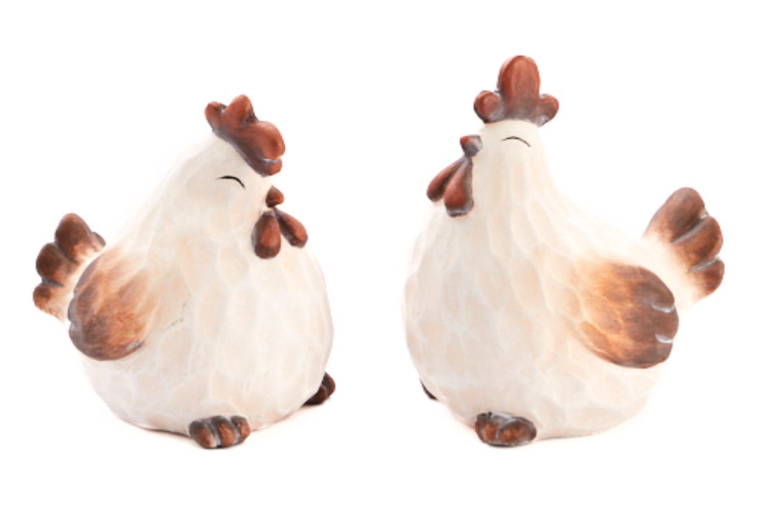 Kippen Prudence Keramiek Beige/Bruin H 14