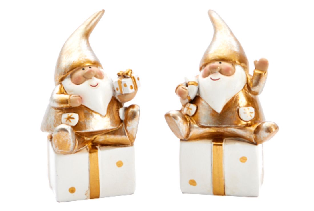 Kerstman Zittend op Cadeau 2 Stuks