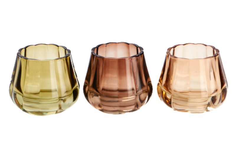 Set van 3 Theelichthouders Glas