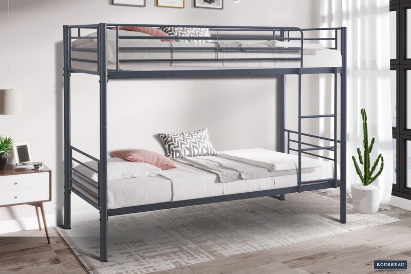 Stapelbed Sammy 90 x 200 Splitsbaar Metaal Donkergrijs