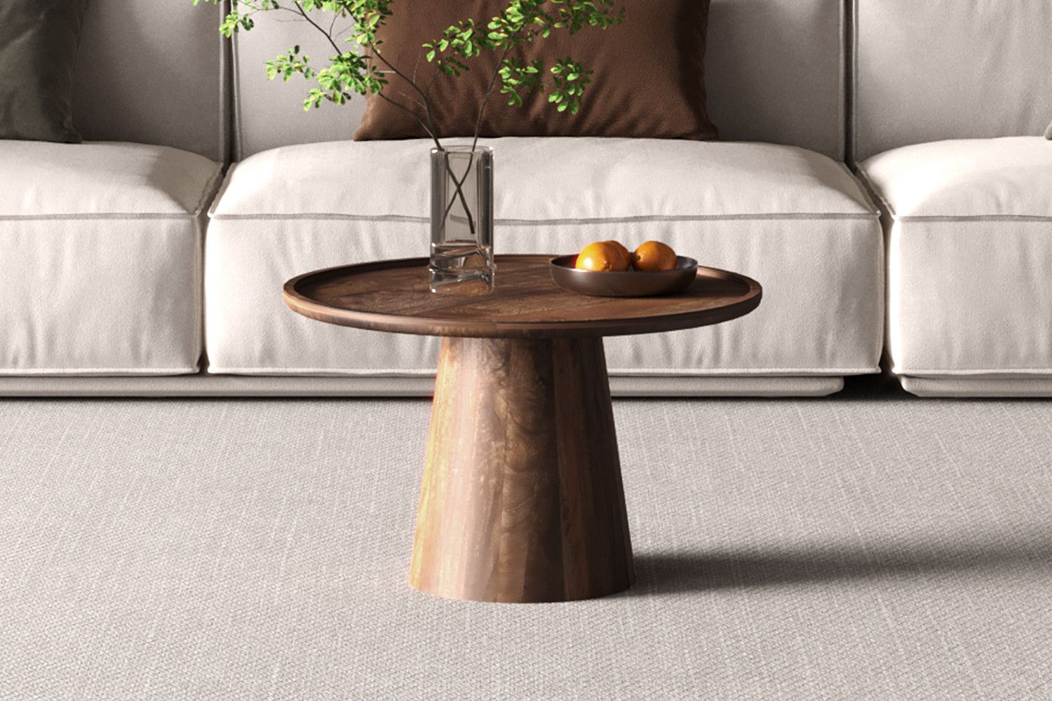 Salontafel Jules 65 x 40cm Rond Mango Hout Lichtbruin