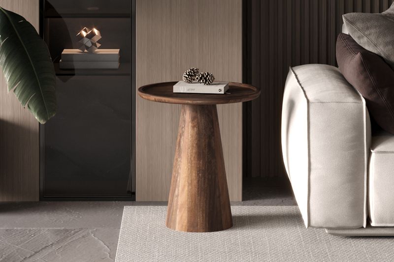 Salontafel Jules 45 x 50cm Rond Mango Hout Lichtbruin