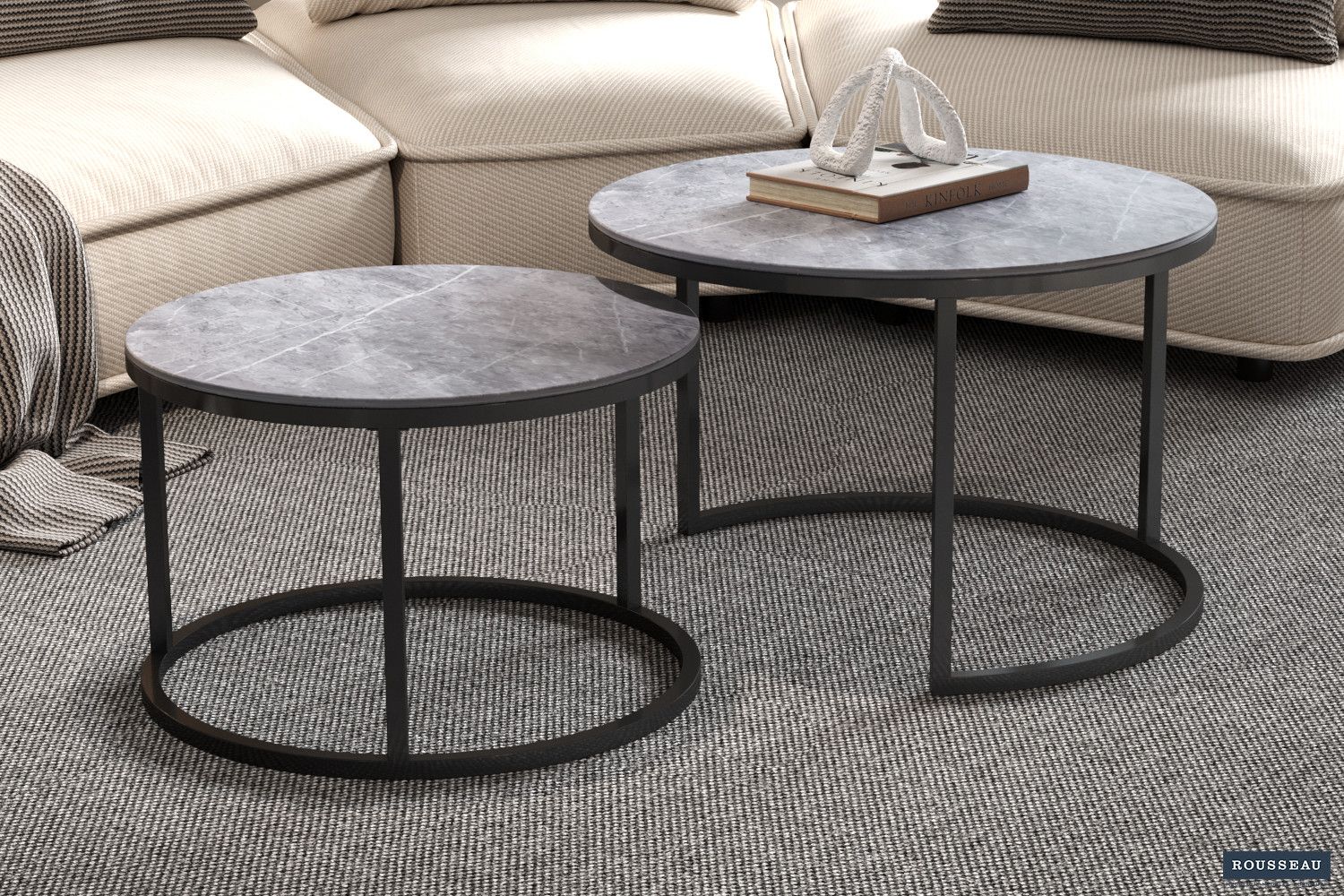 Salontafel Boston Decor Glas Steen Grijs