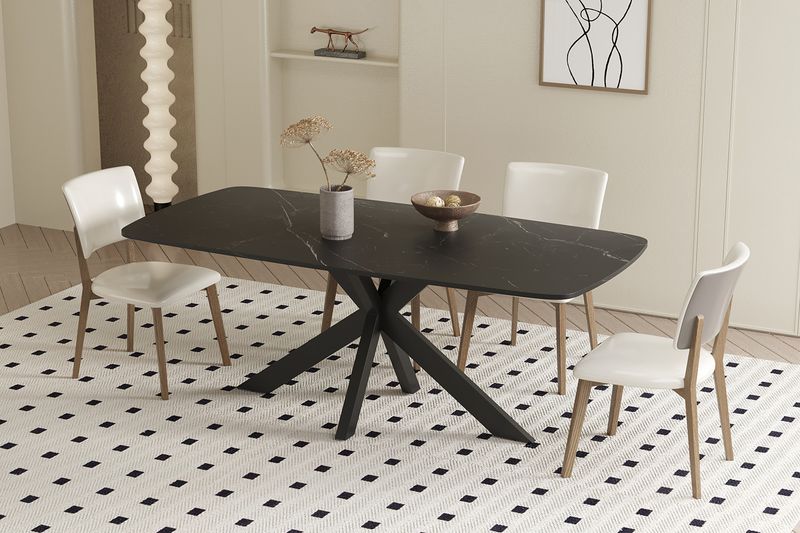 Tafel Apollo 180cm Deens Ovaal Steen Zwart