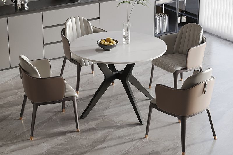 Tafel Apollo 110cm Rond Glanzend Steen Snow White