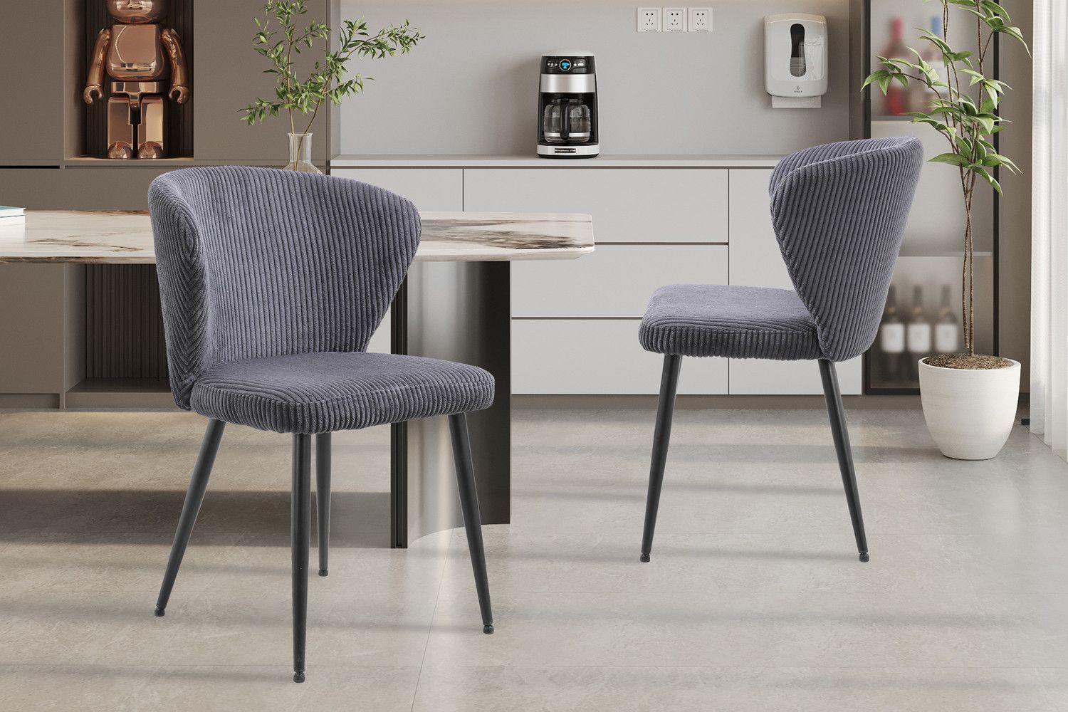 Stoel Tornado Corduroy Grijs - Set van 2 stoelen voor 170€