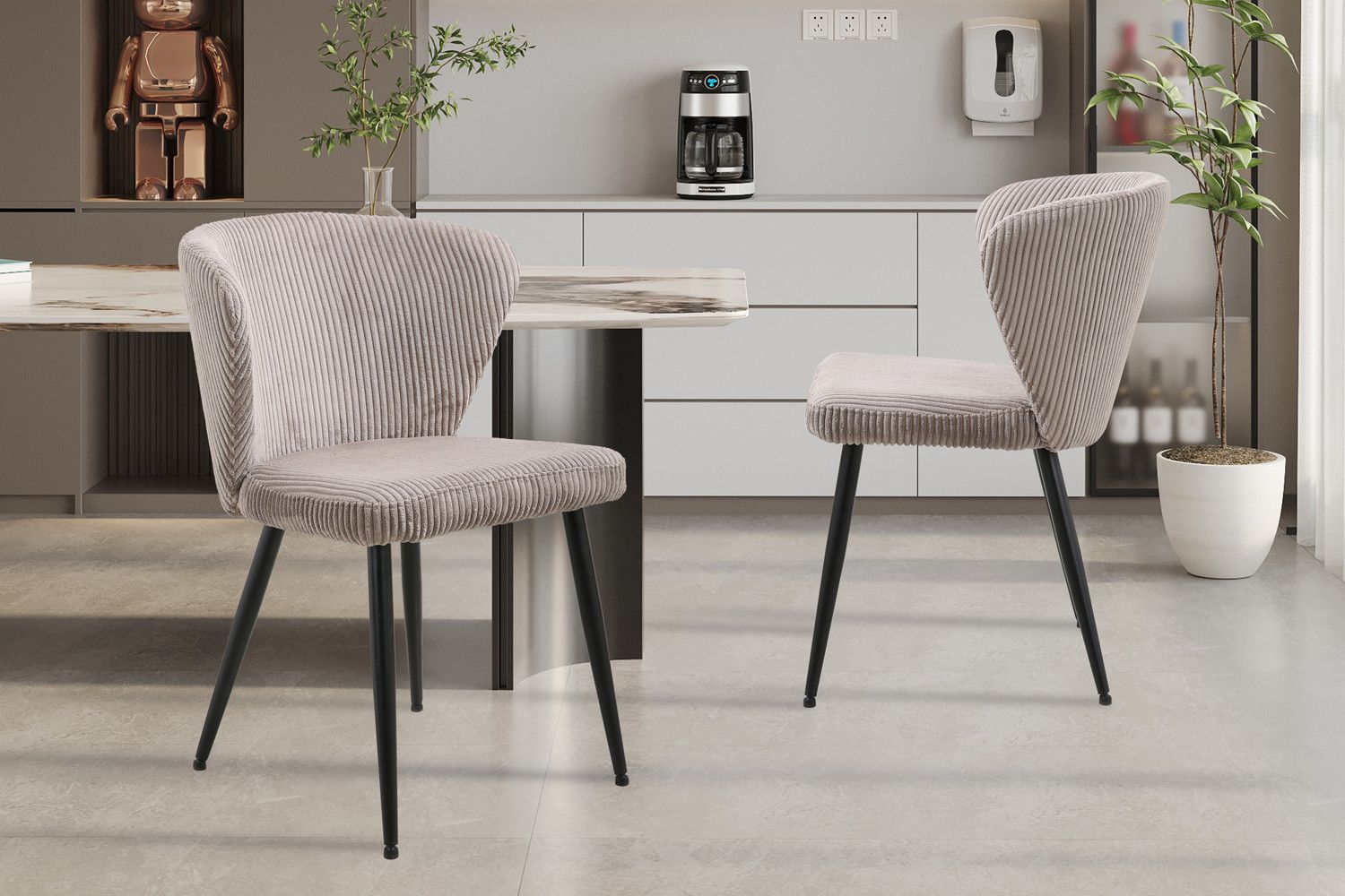 Stoel Tornado Corduroy Zand - Set van 2 stoelen voor 170€