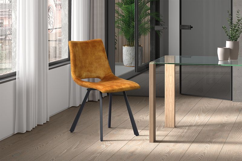 Stoel Assisi Fluweel Goud - Set van 2 Stoelen voor 210€