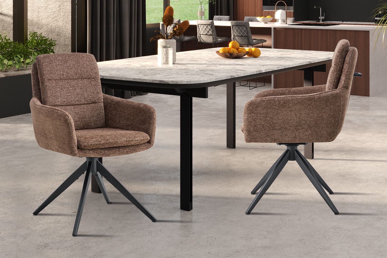 Stoel Lisold Draaibaar tot 0 Stof Raven Bruin - Set van 2 stoelen