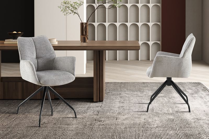Stoel Lamor Draaibaar tot 0 Stof Grijs - Set van 2 stoelen