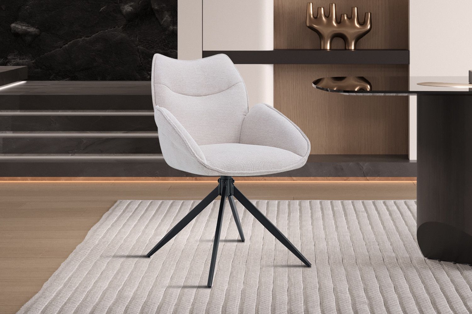 Stoel Mahi Draaibaar tot 0 Stof Beige - Set van 2 stoelen