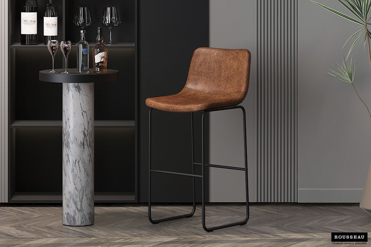 Barstoel Mancia PU Cognac - Set van 2 Barstoelen