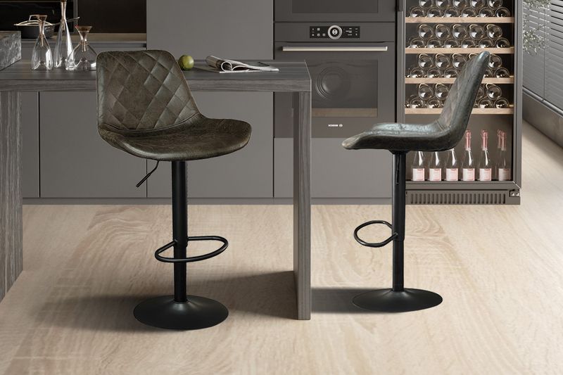 Barstoel Madrid PU Donkerbruin - Set van 2 Barstoelen