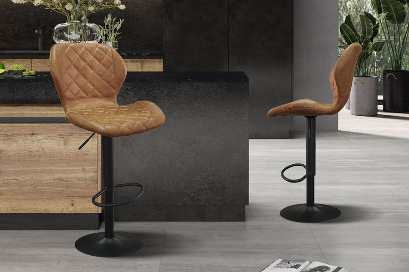 Barstoel Malaga PU Cognac - Set van 2 Barstoelen