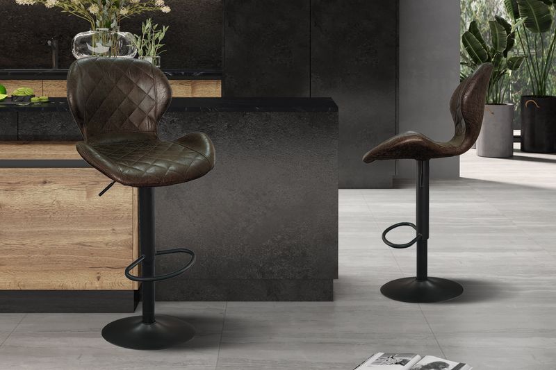 Barstoel Malaga PU Donkerbruin - Set van 2 Barstoelen