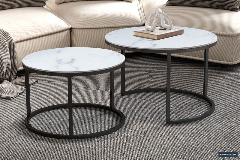 Salontafel Boston Decor Glas Marmer Wit