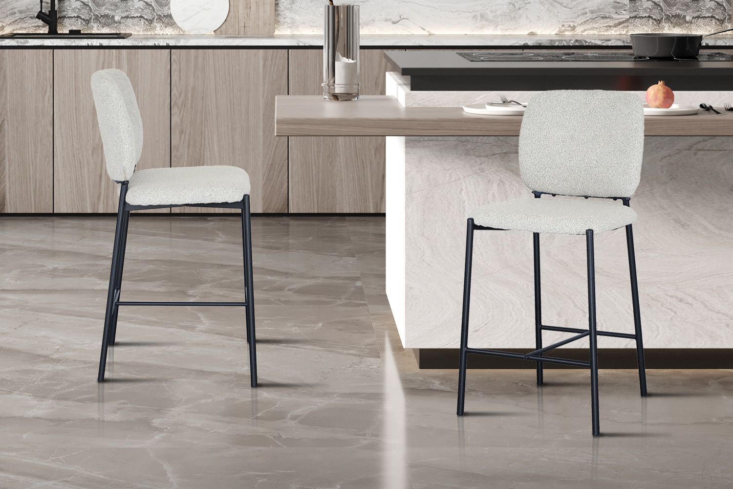 Counterstoel Sophia Stof Beige - Set van 2