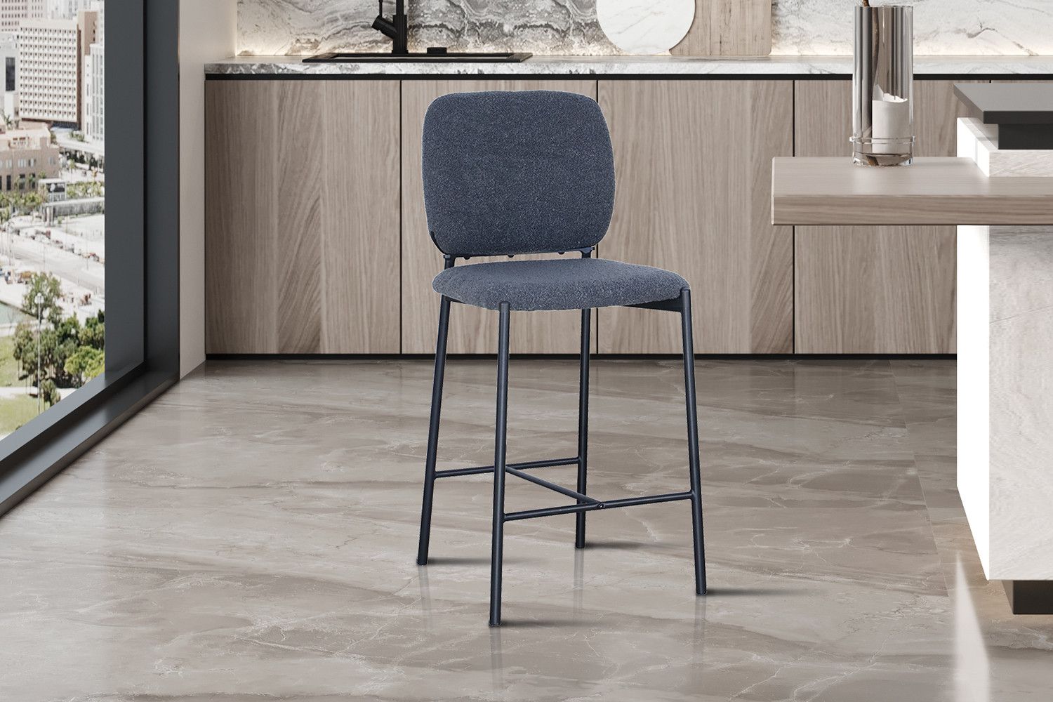 Counterstoel Sophia Stof Donkergrijs - Set van 2