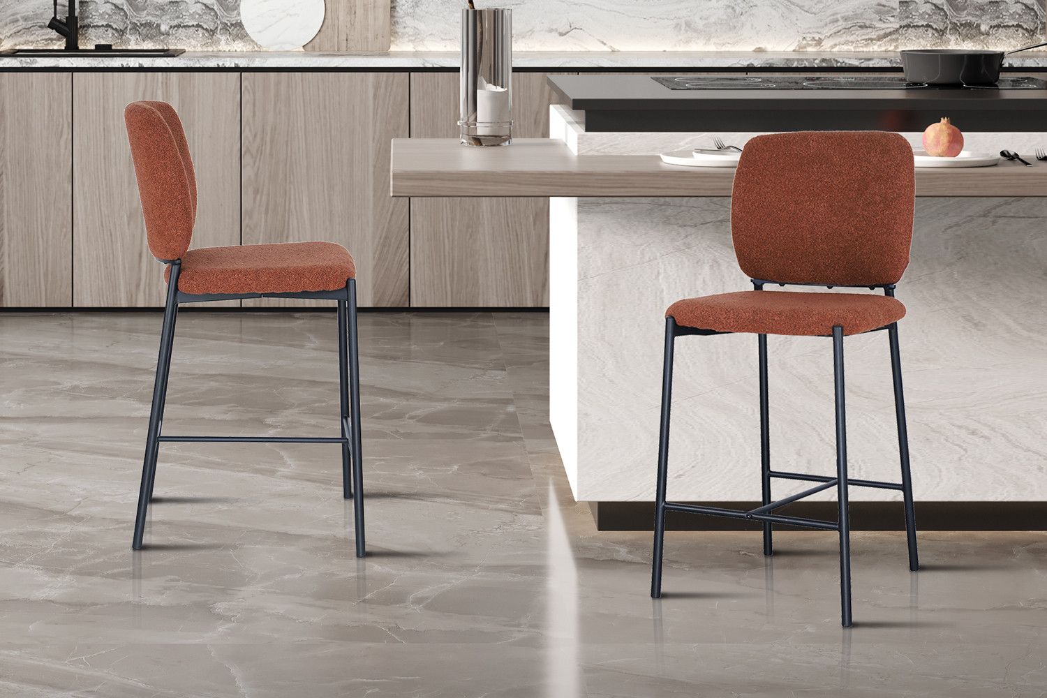 Counterstoel Sophia Stof Roest - Set van 2