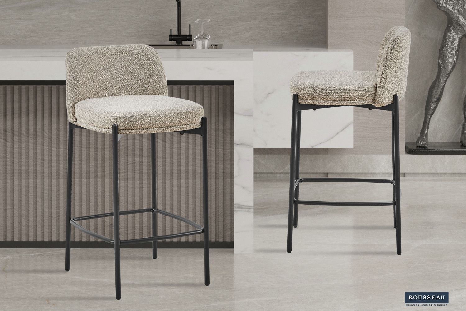 Counterstoel Ella Stof Zand - Set van 2