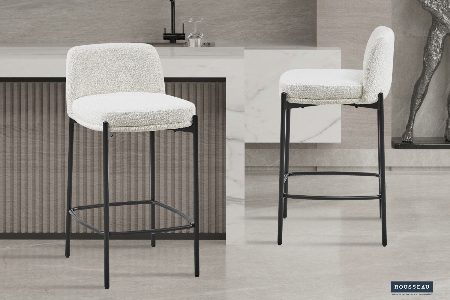 Counterstoel Ella Stof Wit - Set van 2