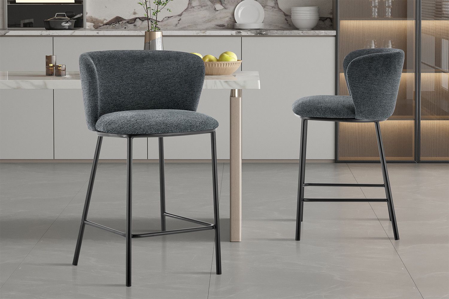 Counterstoel Arthur Stof Ote Belfast 39 Donkergrijs - Set van 2