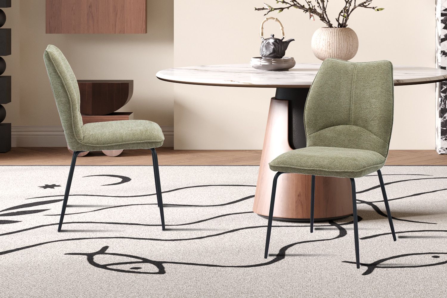 Stoel Lara Stof Ote Sea 173 Zand - Set van 2