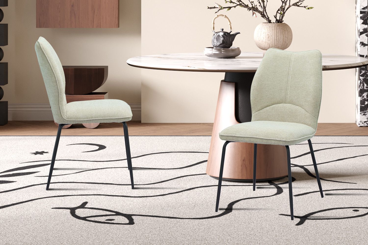 Stoel Lara Stof Ote Sea 140 Ecru - Set van 2