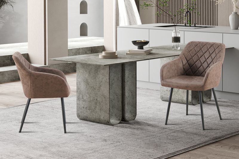 Stoel Peron Micro Fiber PU Bruin - Set van 2