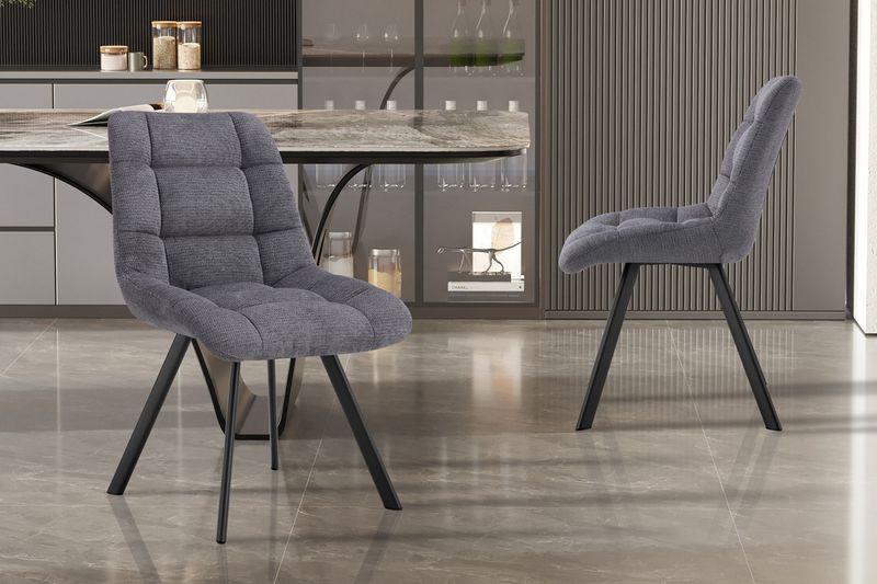 Stoel Lizzy Stof Ote Share 456 Donkergrijs - Set van 2