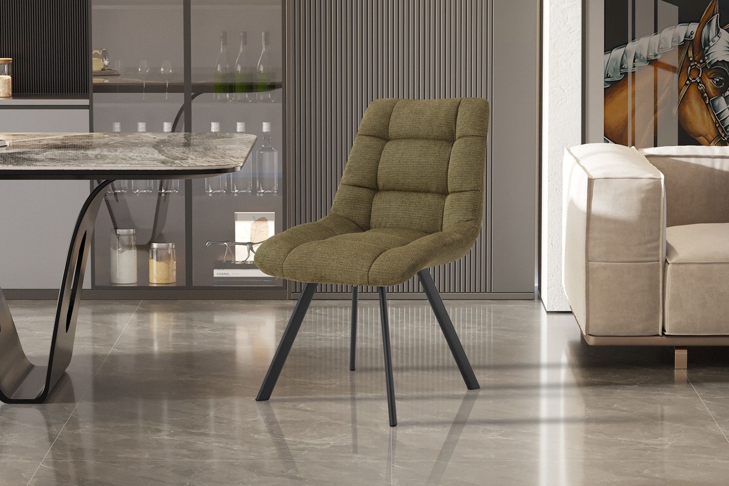 Stoel Lizzy Stof Ote Share 353 Groen - Set van 2