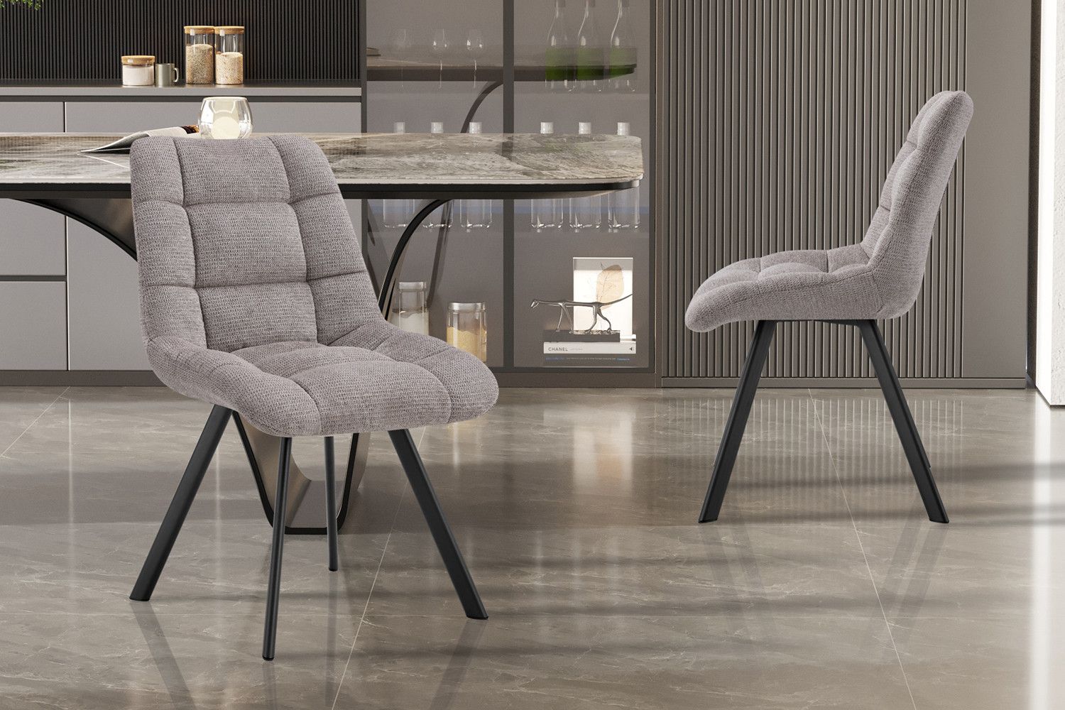 Stoel Lizzy Stof Ote Share 160 Lichtgrijs - Set van 2