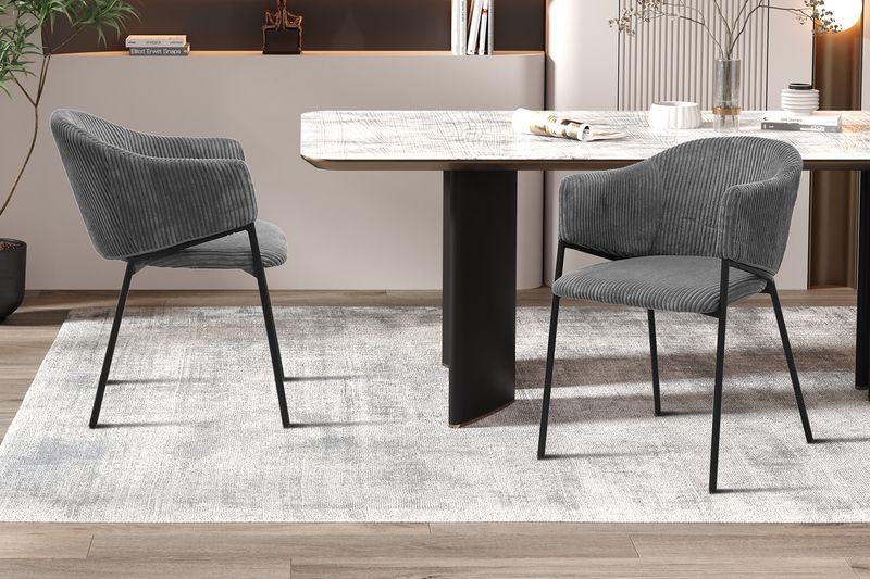 Stoel Hugo Corduroy Donkergrijs - Set van 2