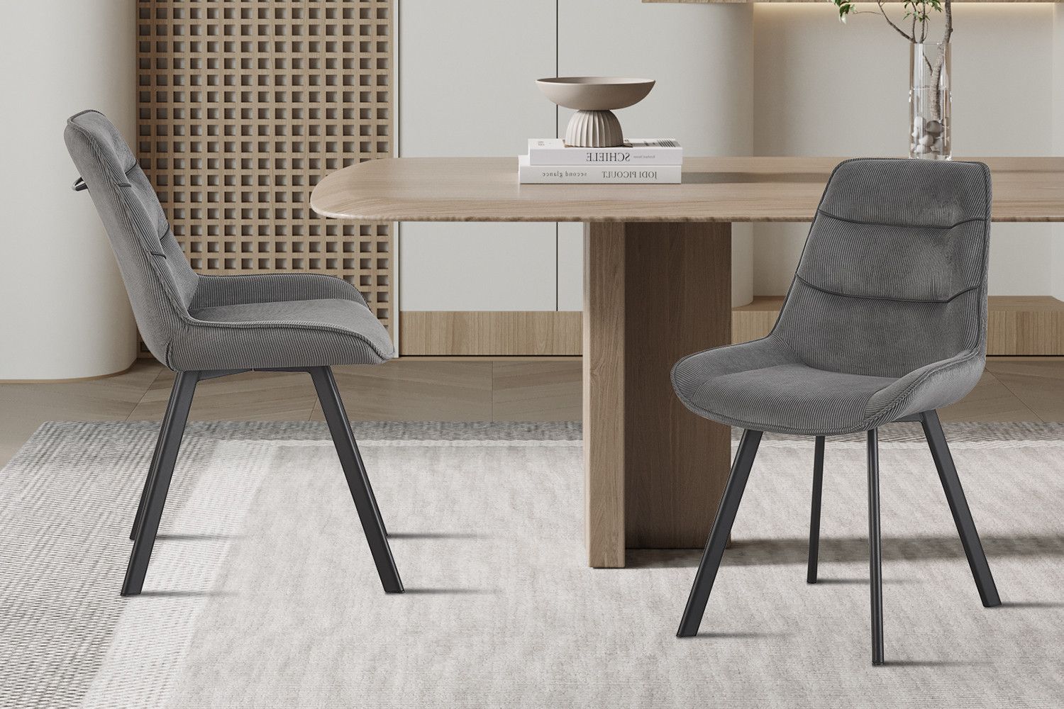 Stoel Amelie Corduroy Grijs - Set van 2