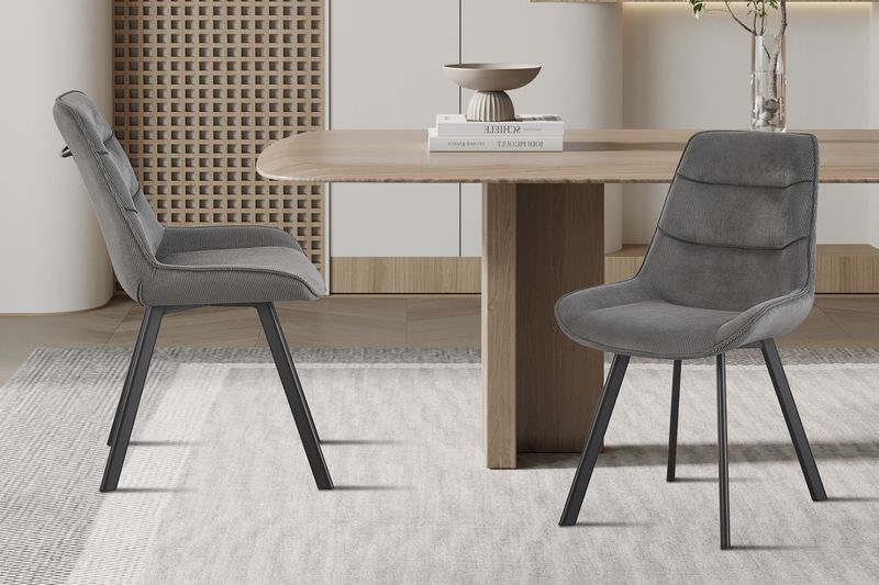 Stoel Amelie Corduroy Grijs - Set van 2