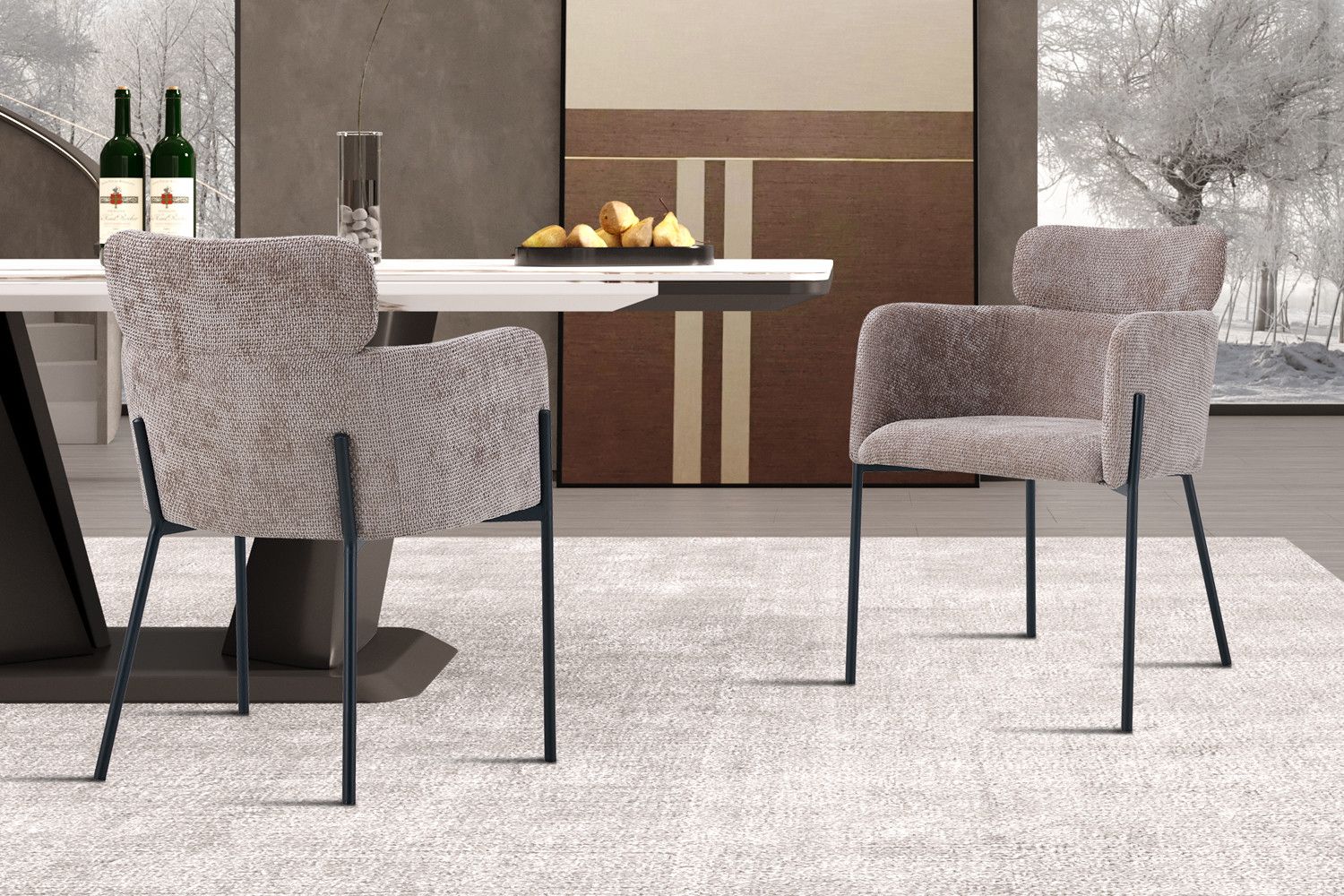 Stoel Naomi Stof Zand - Set van 2