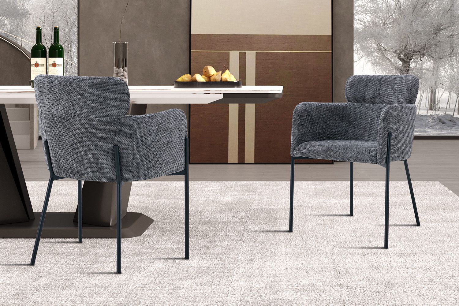 Stoel Naomi Stof Grijs - Set van 2