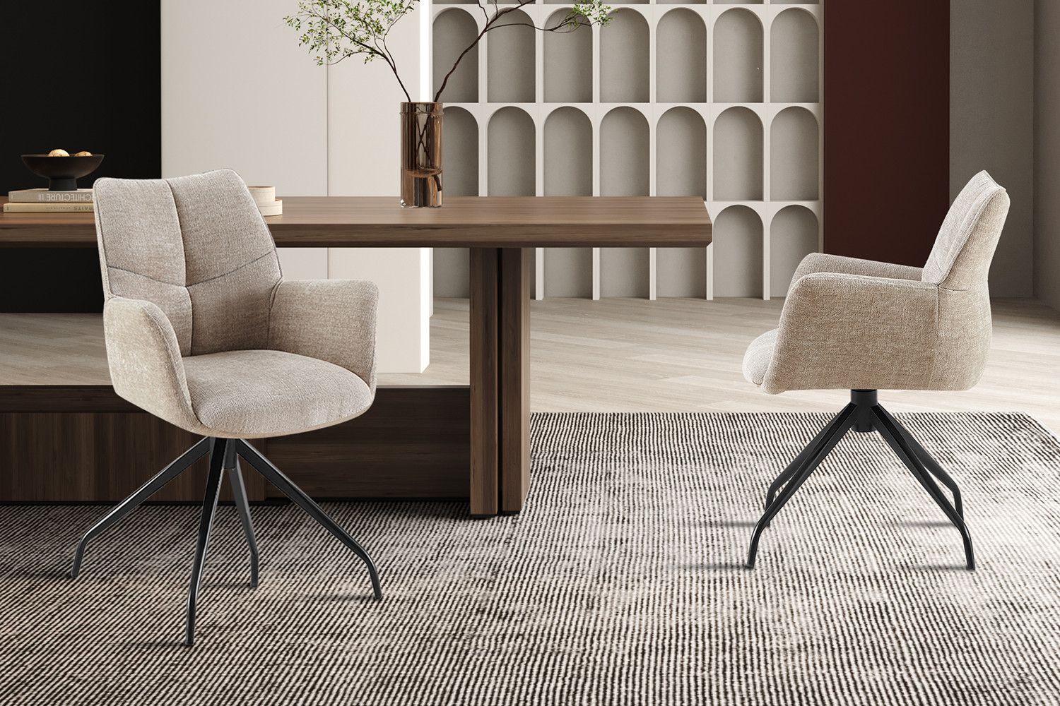 Stoel Lamor Draaibaar tot 0 Stof Zand - Set van 2 stoelen