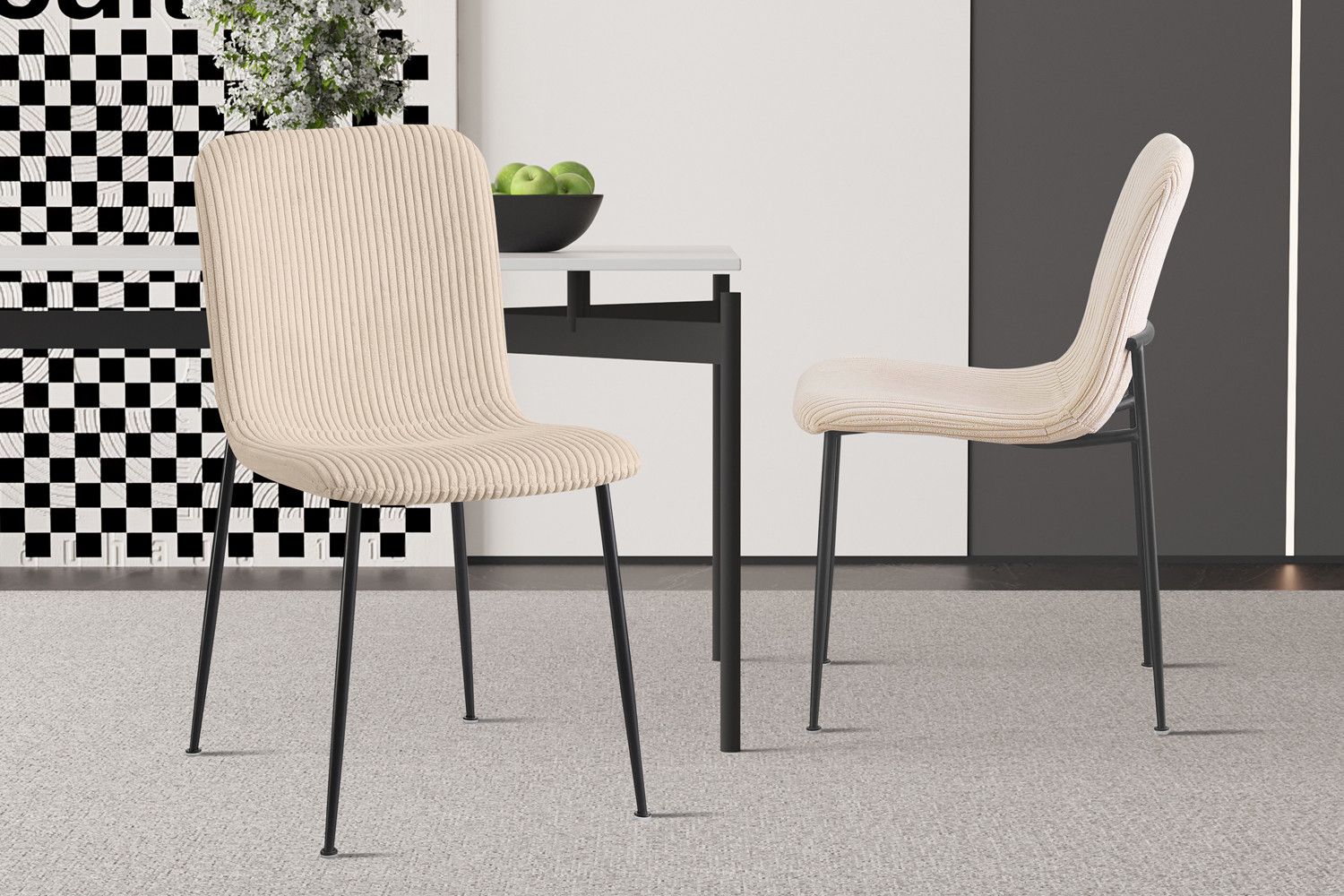 Stoel Alice Corduroy Beige - Set van 2