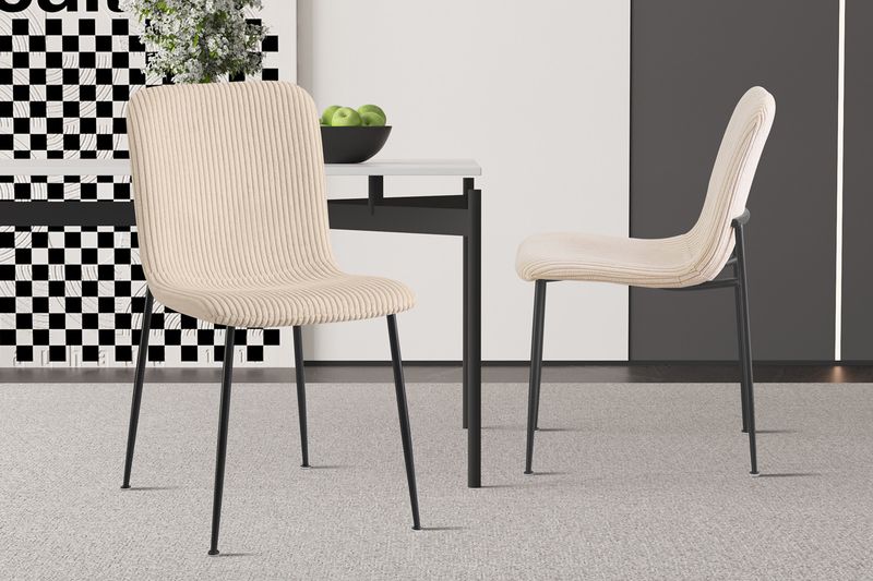 Stoel Alice Corduroy Beige - Set van 2