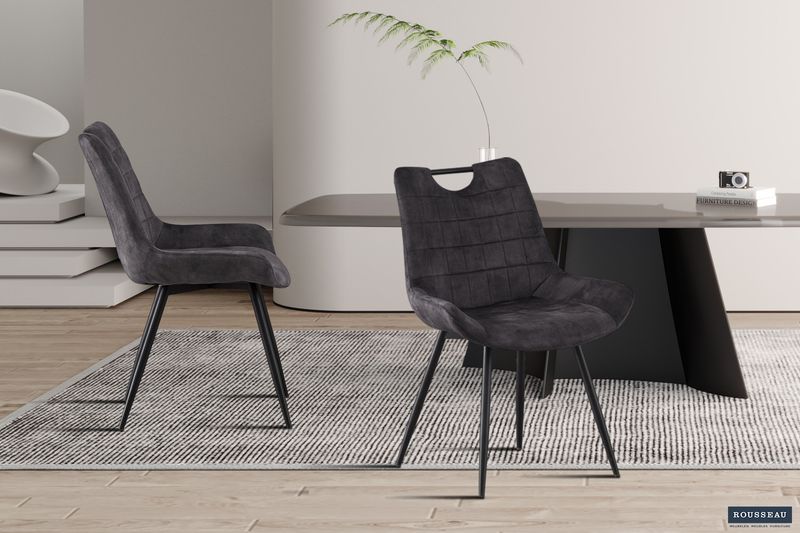 Stoel Nina Fluweel Grijs - Set van 2