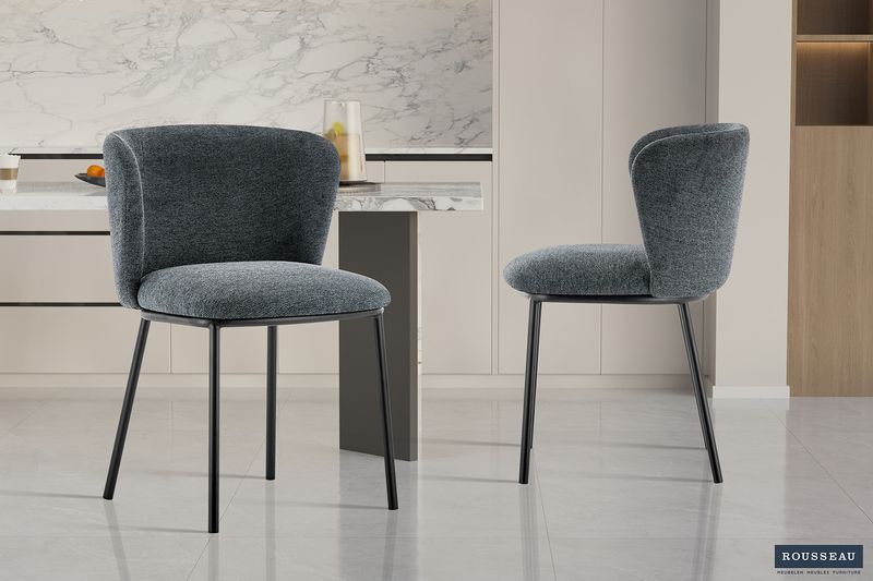 Stoel Arthur Stof Ote Belfast 39 Donkergrijs - Set van 2